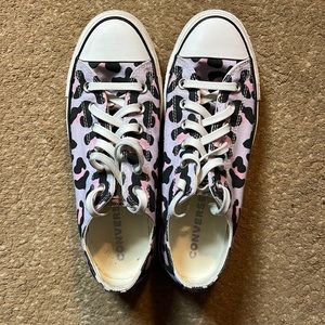 Pastel Leopard Print Converse Low-Top Platform Shoes